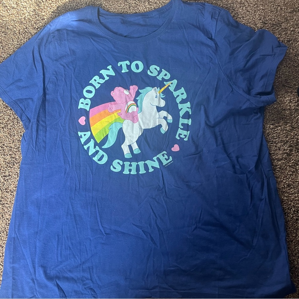 Born to sparkle and shine care bear T-shirt navy blue